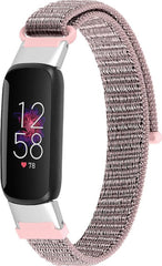YONO Nylon Velcro Bandje geschikt voor Fitbit Luxe - Lichtroze