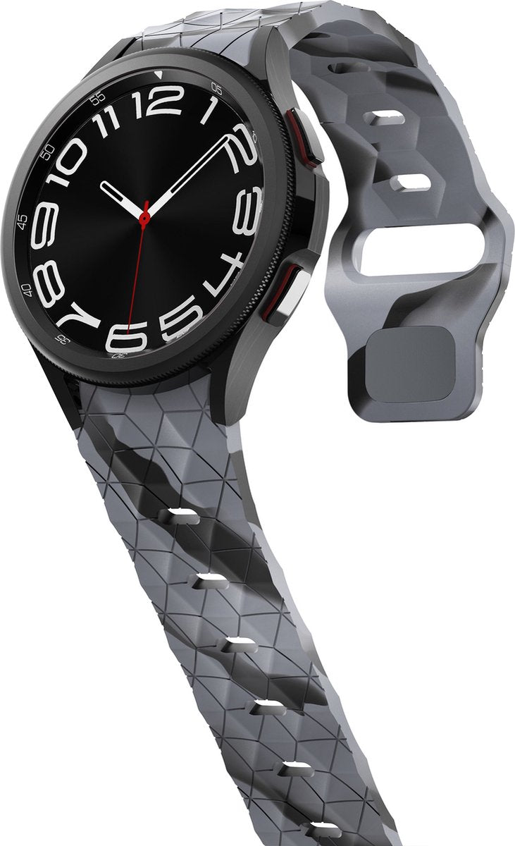 YONO Hexagon Bandje 20mm - Horlogebandje geschikt voor Samsung Galaxy Watch 7/6/5/4 (40/43/44/47mm Classic & Pro) - Camouflage Grijs