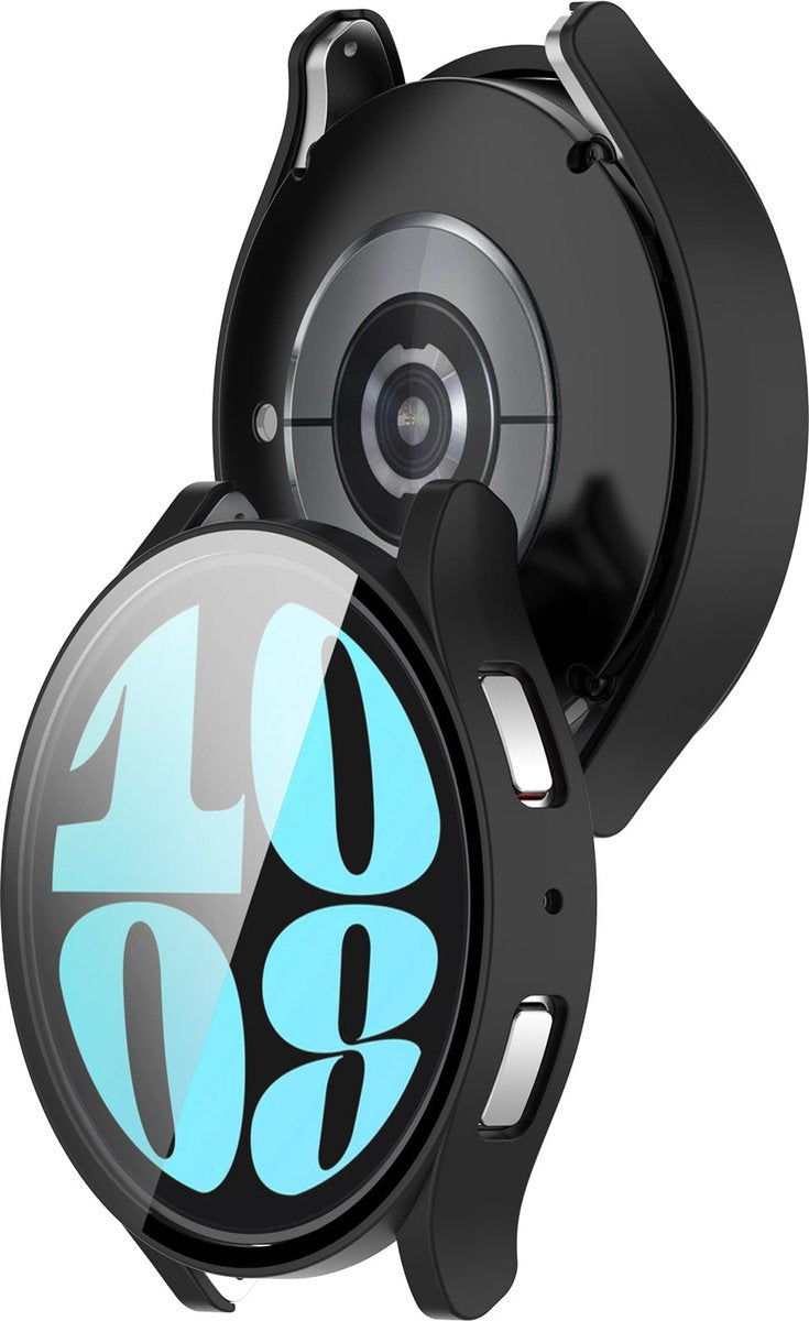 YONO Bumper geschikt voor Samsung Galaxy Watch 6 - 44mm - Screen Protector Hoesje - Full Cover Case - Zwart