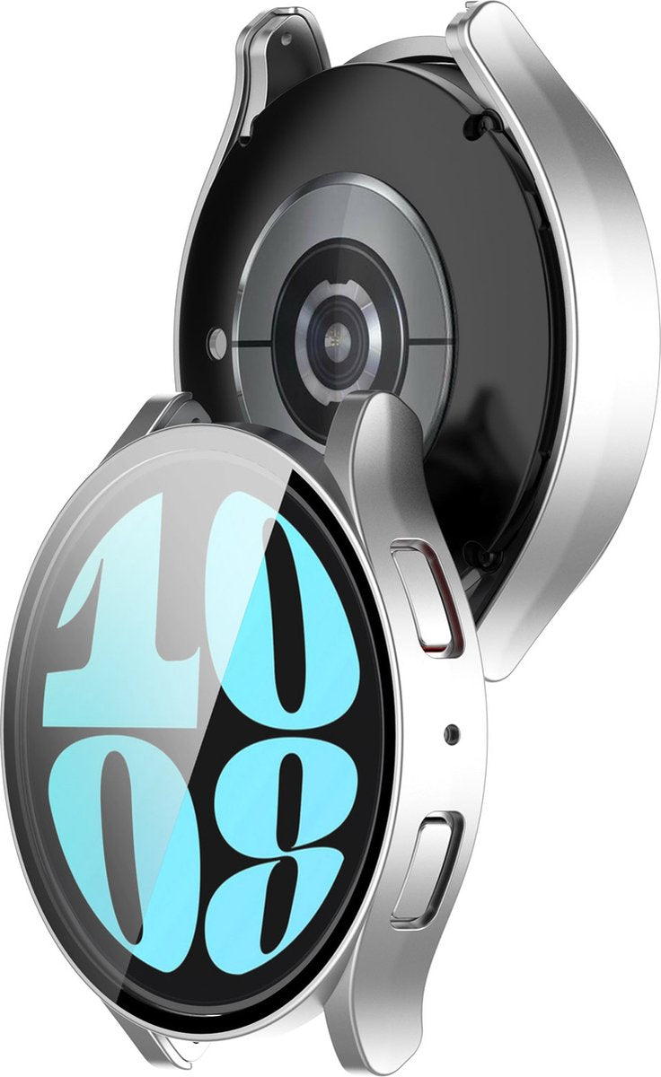 YONO Bumper geschikt voor Samsung Galaxy Watch 6 - 44mm - Screen Protector Hoesje - Full Cover Case - Zilver
