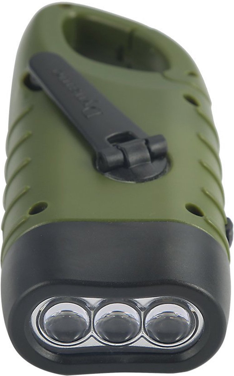 YONO Opwindbare Zaklamp - Militaire Knijpkat Dynamo - Opwindbaar en Zonne Energie Oplaadbaar - Donkergroen