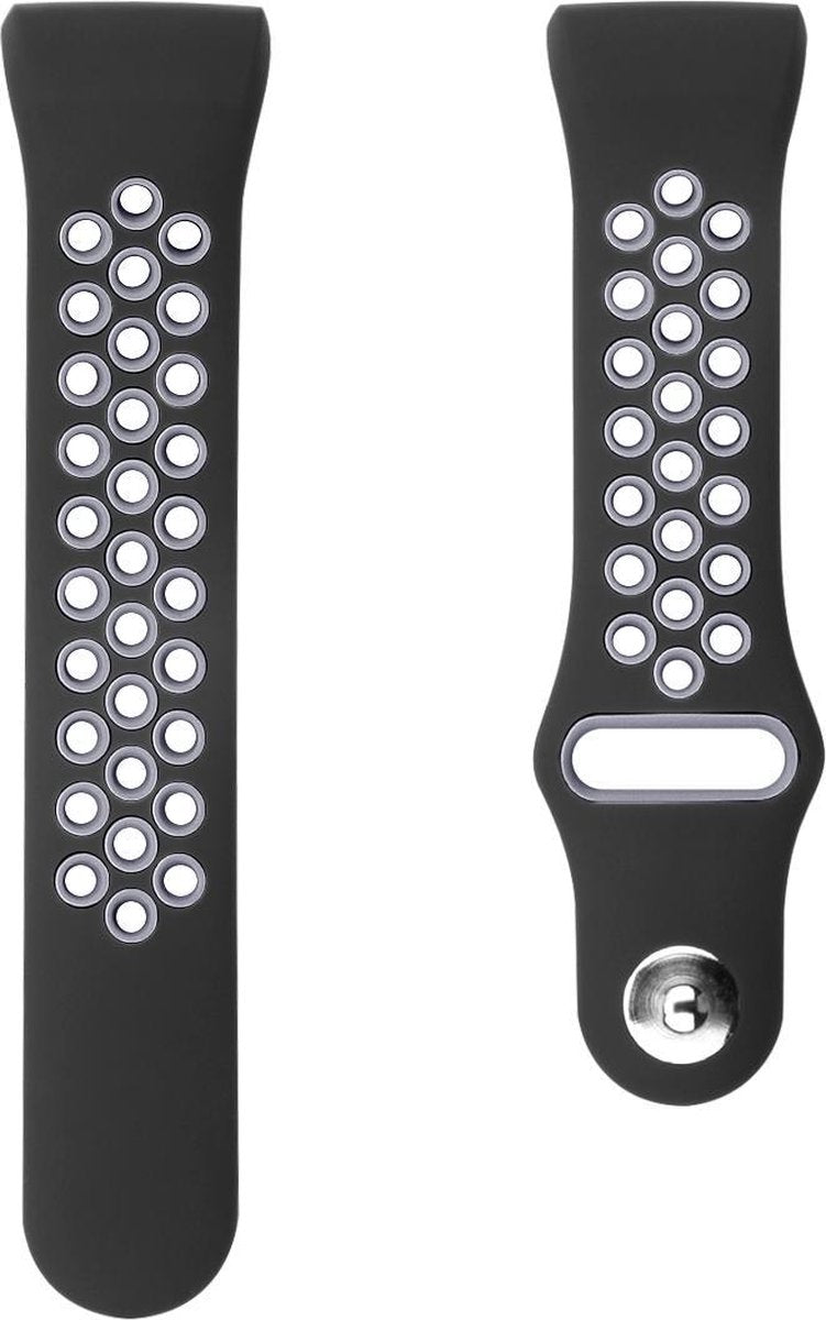 YONO Bandje geschikt voor Fitbit Charge 4/3 – Sport air – Zwart/Grijs – Small
