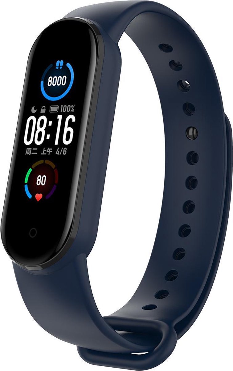 YONO Siliconen Bandje geschikt voor Xiaomi Mi Band 5 / 6 – Donkerblauw