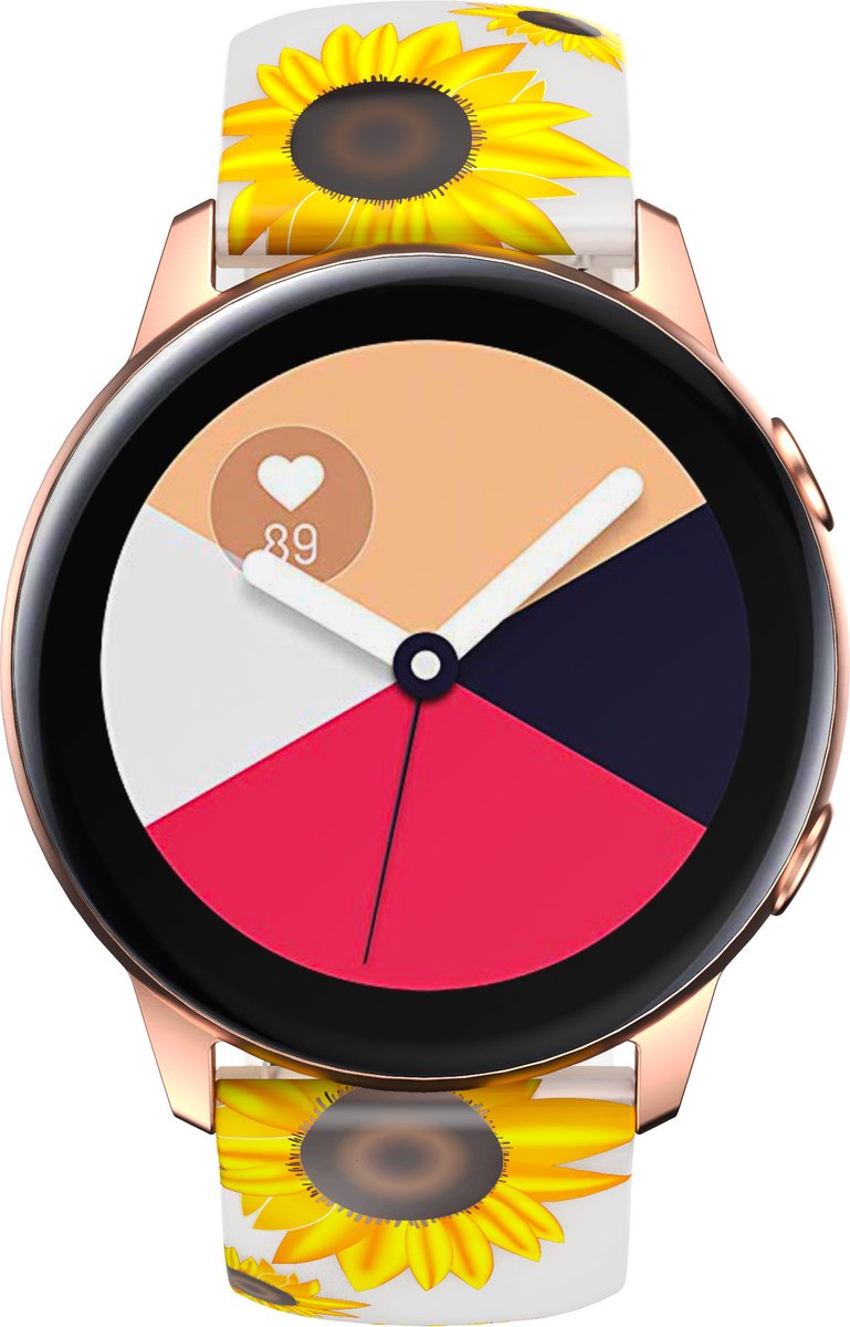 YONO Special Sport Bandje 20mm - Horlogebandje geschikt voor Samsung Galaxy Watch 7/6/5 / Pro / 4 / 3 / Active 2 - Polar Ignite / Unite – Huawei - Sunflower