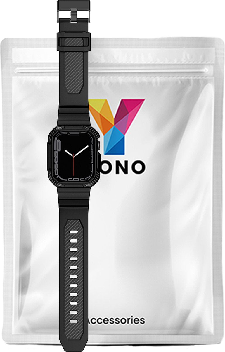 YONO Armor Rugged Bandje geschikt voor Apple Watch - 38 / 40 / 41 mm - Vervangende Armband geschikt voor iWatch Series 8/7/SE/6/5/4/3 - Zwart