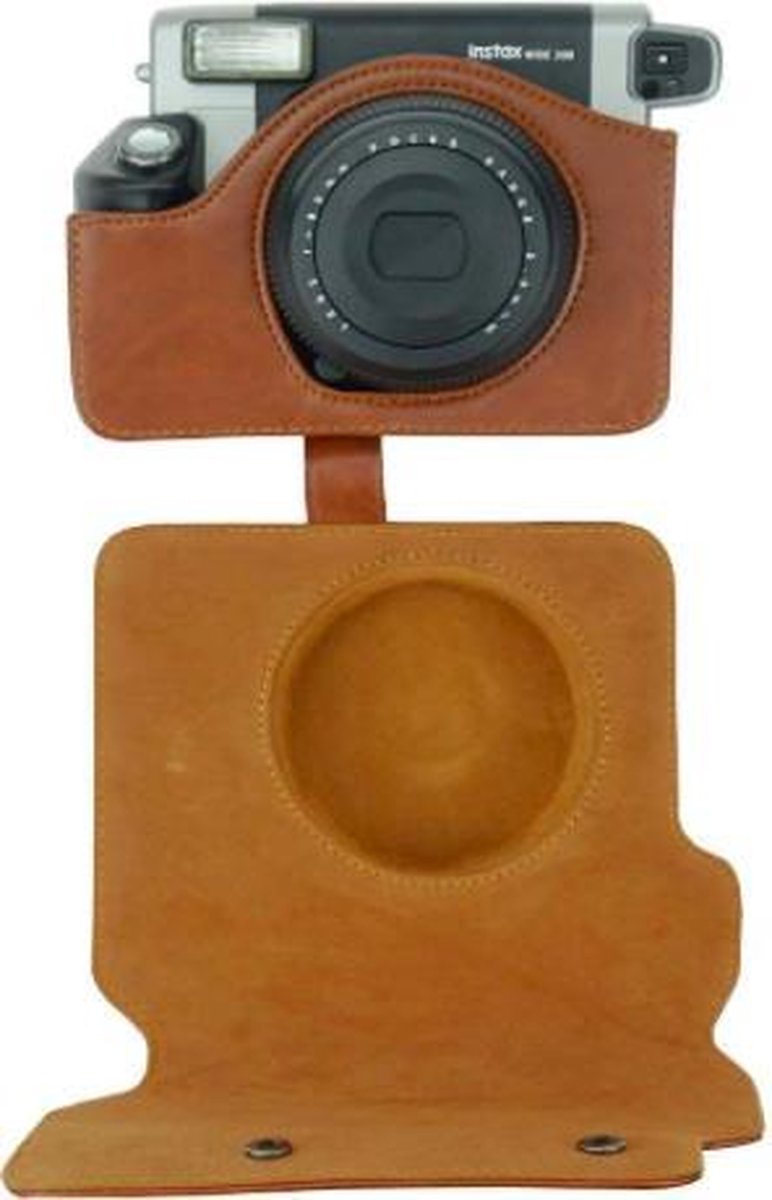 YONO Vintage Hoesje geschikt voor Fujifilm Instax Wide 300 - Case met Draagriem – Bruin
