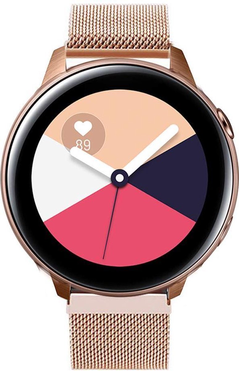 YONO Milanees Bandje 20mm - Horlogebandje Luxe Milanese Horlogeband geschikt voor Samsung Galaxy Watch 7 / 6 / 5 / Pro / 4 / 3 / Active 2 - Polar Ignite / Unite – Huawei - Rose Gold