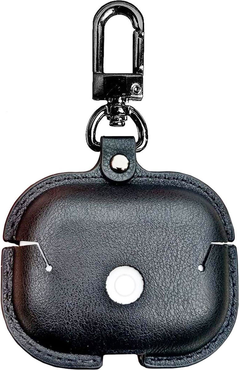 YONO Hoesje geschikt voor Airpods Pro 1 / 2 - Leer met Clip - Zwart