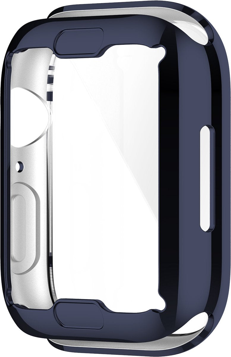 YONO Full Cover Bumper geschikt voor Apple Watch Series 7 / 8 / 9 (41 mm) - Screen Protector Hoesje iWatch - Donkerblauw