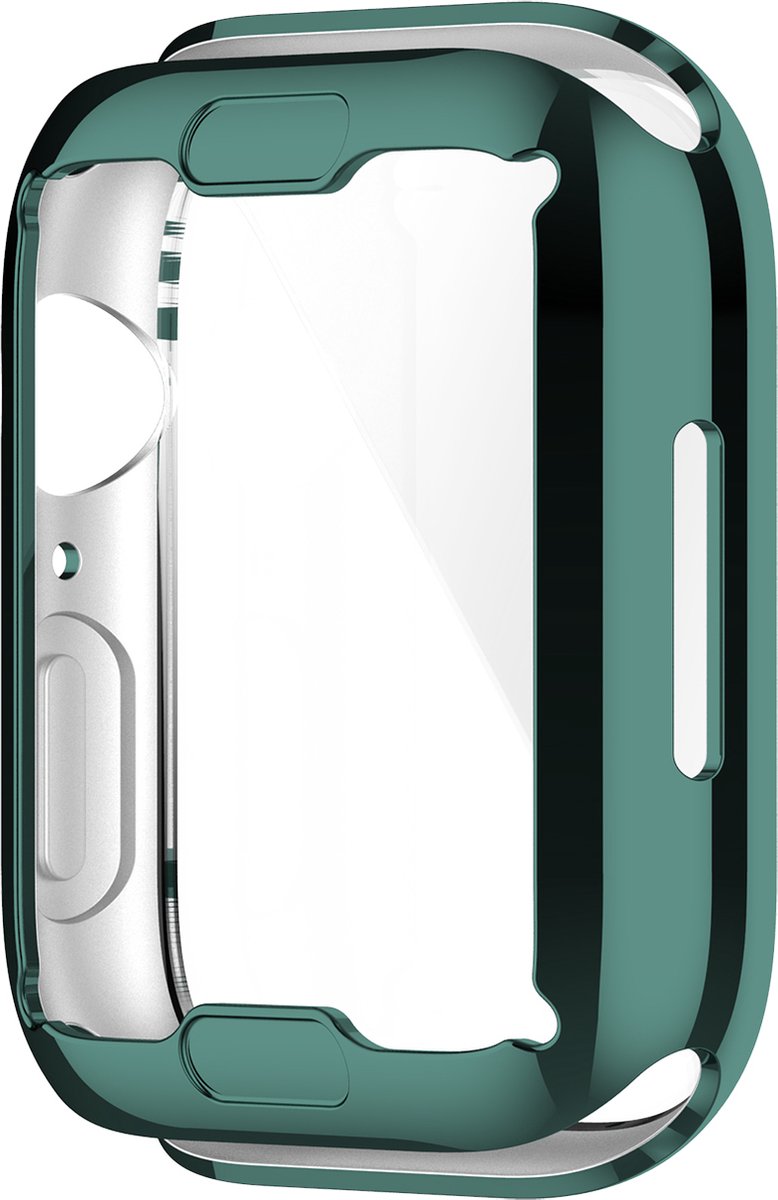 YONO Full Cover Bumper geschikt voor Apple Watch Series 7 / 8 / 9 (45 mm) - Screen Protector Hoesje iWatch - Groen