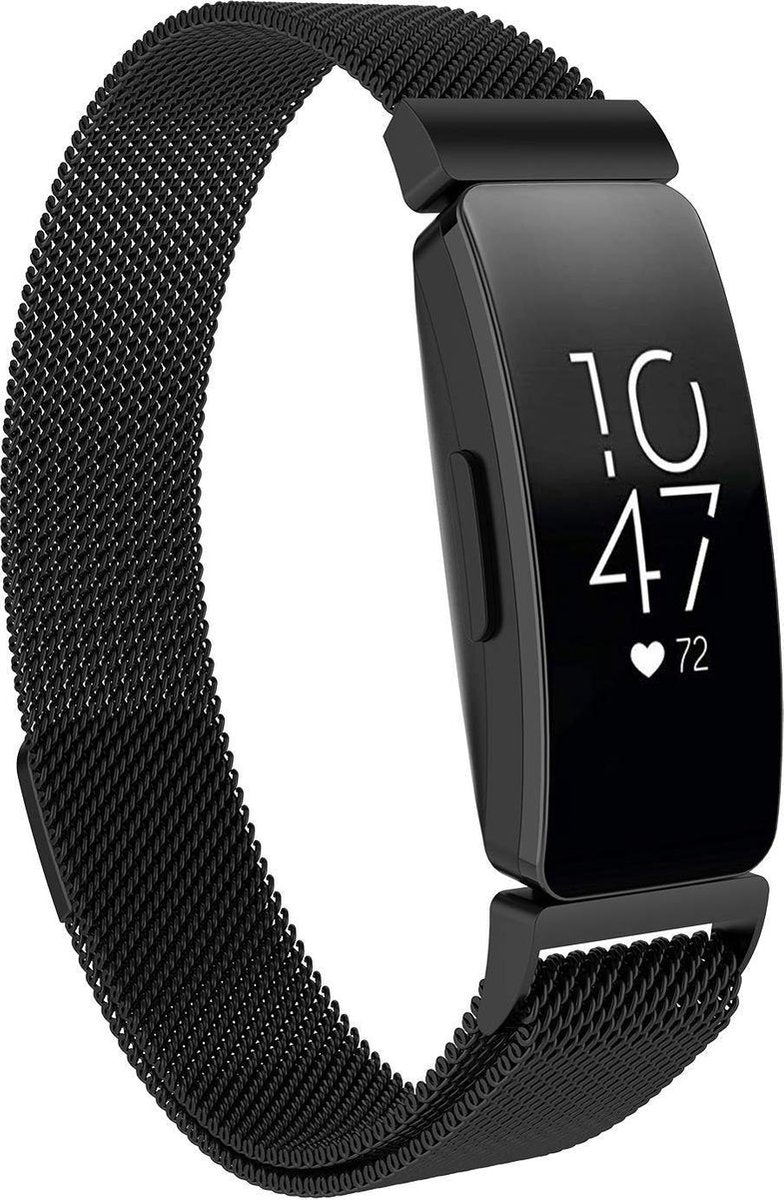 YONO Bandje geschikt voor Fitbit Inspire/HR/2 - Milanees - Zilver en Zwart - Large