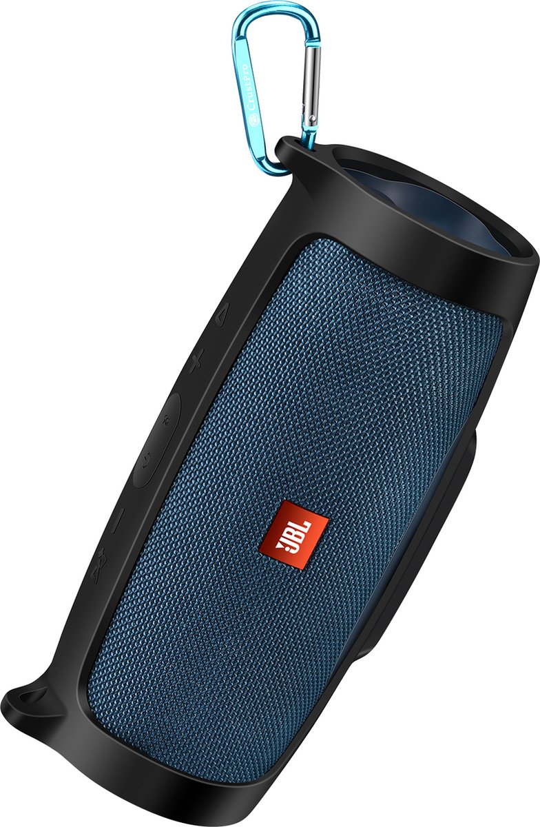 YONO Siliconen Hoes geschikt voor JBL Charge 4 - Case met Draagriem en Clip - Beschermhoes - Zwart