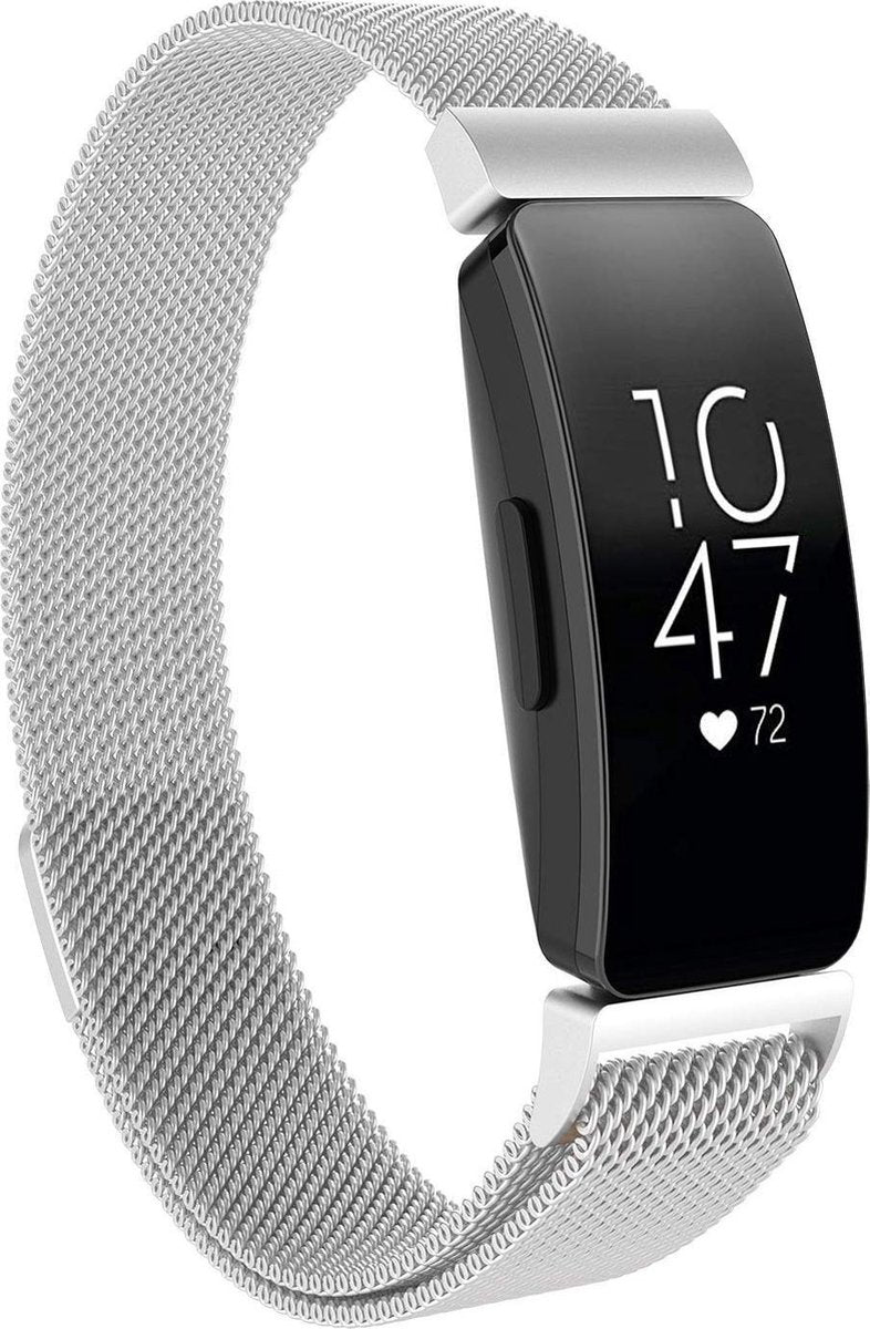 YONO Bandje geschikt voor Fitbit Inspire/HR/2 - Milanees - Zilver en Zwart - Large