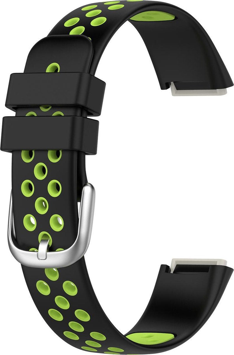 YONO Sport Air Bandje geschikt voor Fitbit Luxe - Vervangende Siliconen Armband - Zwart / Groen