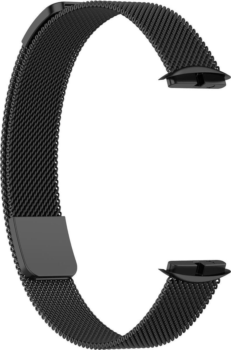 YONO Milanees Bandje geschikt voor Fitbit Luxe - Vervangende Milanese Armband - Zwart - Large