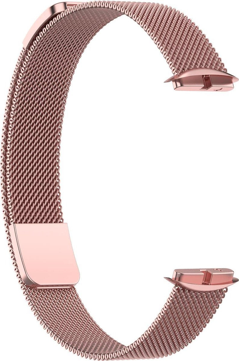 YONO Milanees Bandje geschikt voor Fitbit Luxe - Vervangende Milanese Armband - Roze - Large
