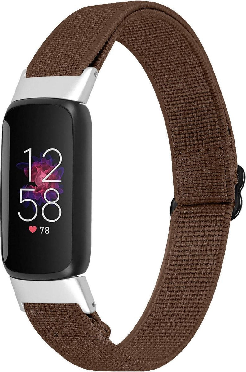 YONO Nylon Stretch Bandje geschikt voor Fitbit Luxe - Bruin