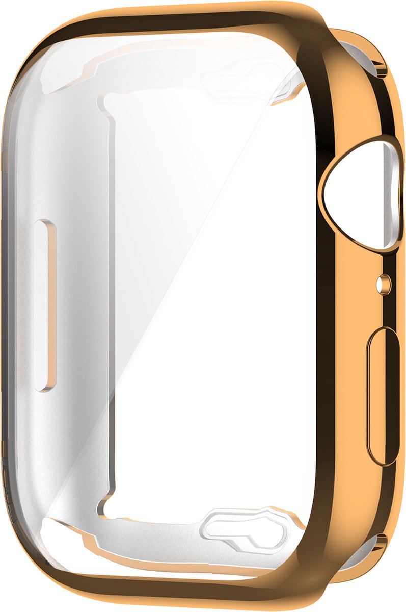 YONO Full Cover Bumper geschikt voor Apple Watch Series 7 / 8 / 9 (45 mm) - Screen Protector Hoesje iWatch - Rose Goud
