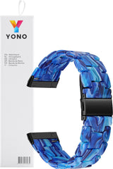YONO Resin Schakel Bandje 20mm - Horlogebandje geschikt voor Samsung Galaxy Watch 7/6/5 / Pro / 4 / 3 / Active 2 - Polar Ignite / Unite – Huawei - Blauw