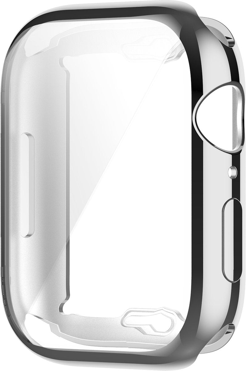 YONO Full Cover Bumper geschikt voor Apple Watch Series 7 / 8 / 9 (41 mm) - Screen Protector Hoesje iWatch - Zilver