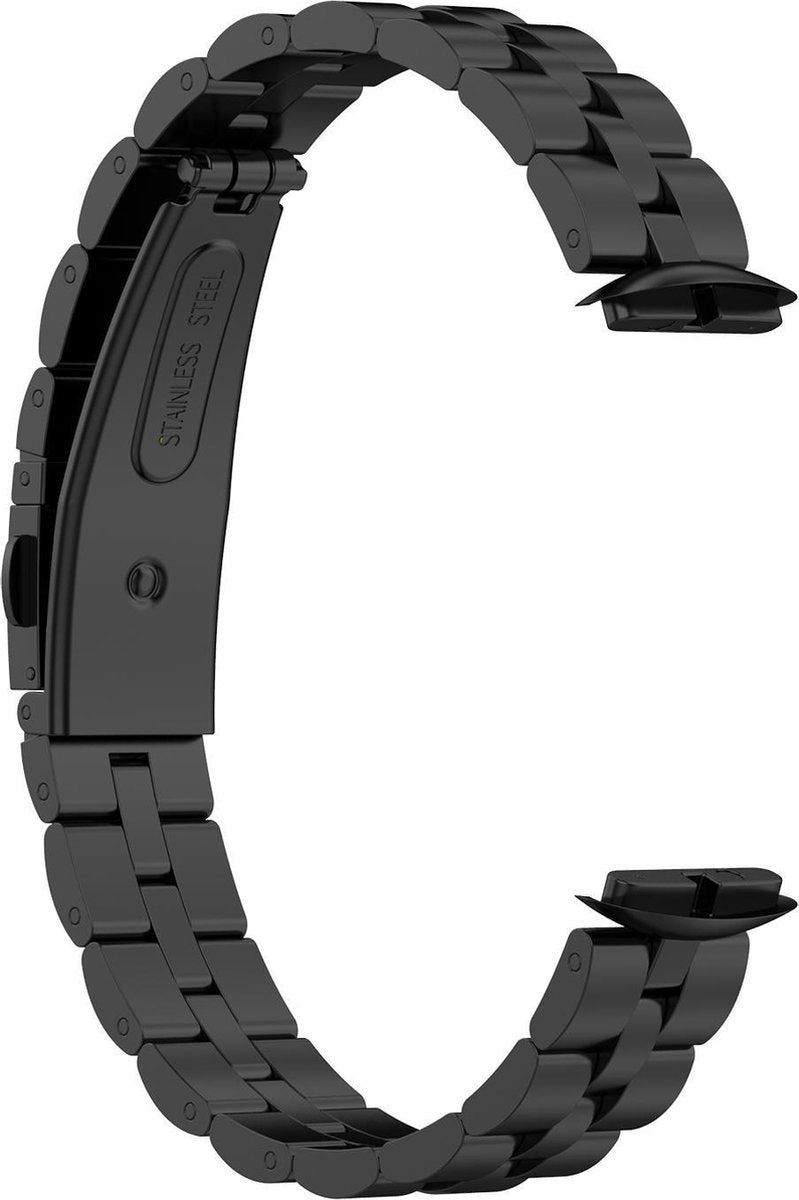 YONO Schakel Bandje geschikt voor Fitbit Luxe - Vervangende RVS Armband - Zwart