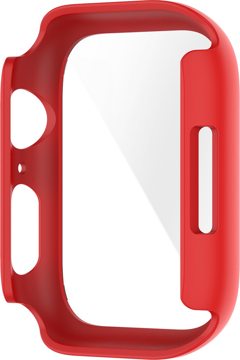 YONO Screen Protector Case geschikt voor Apple Watch Series 7 / 8 / 9 (45 mm) - Full Cover Bumper Hoesje iWatch - Rood