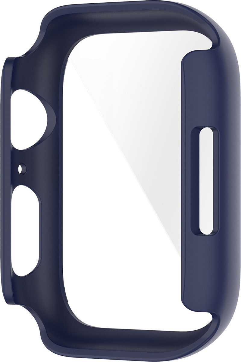 YONO Screen Protector Case geschikt voor Apple Watch Series 7 / 8 / 9 (41 mm) - Full Cover Bumper Hoesje iWatch - Donkerblauw