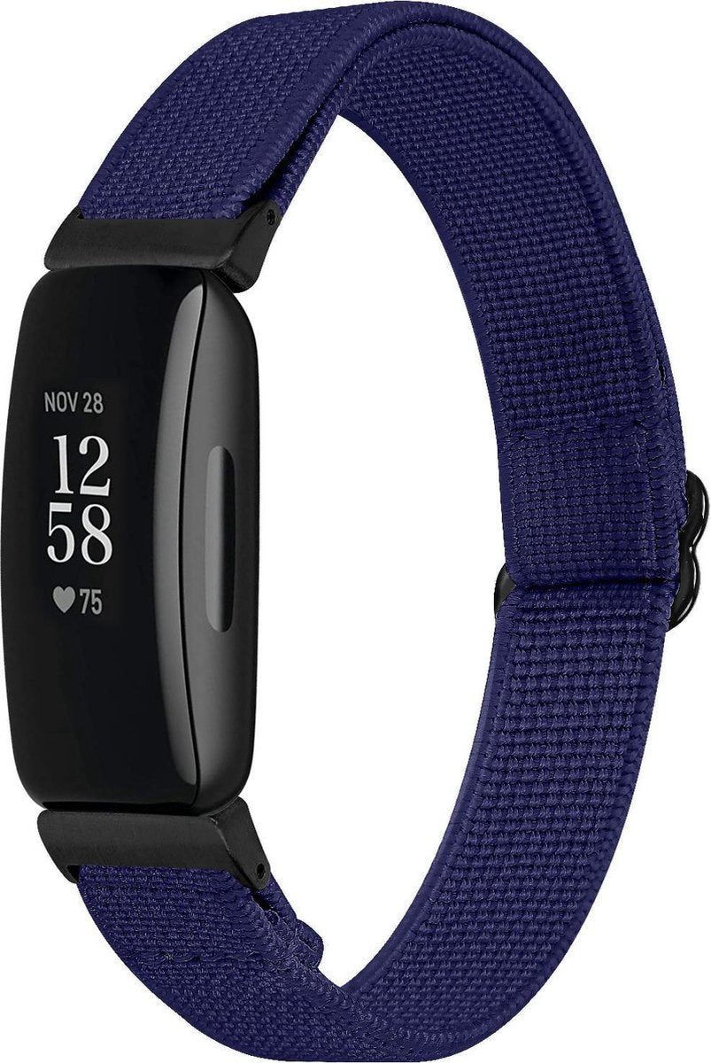 YONO Bandje geschikt voor Fitbit Inspire 2 - Nylon Stretch - Blauw