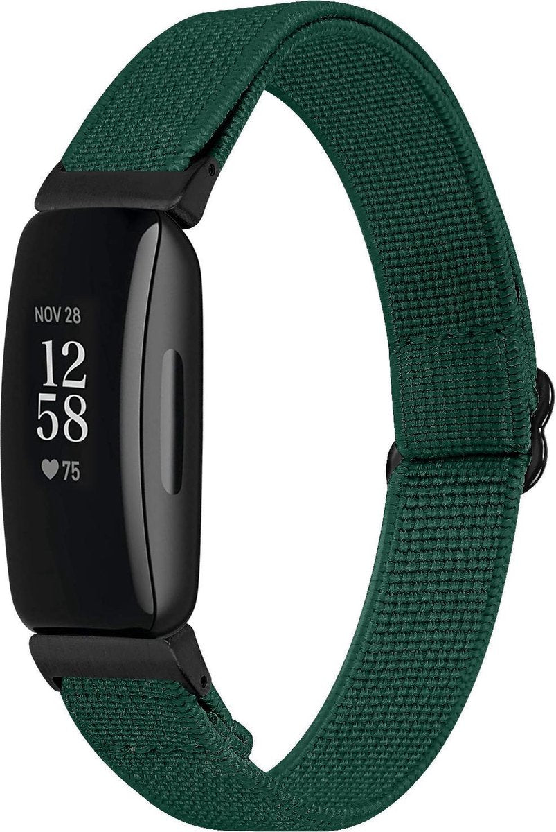 YONO Bandje geschikt voor Fitbit Inspire 2 - Nylon Stretch - Groen