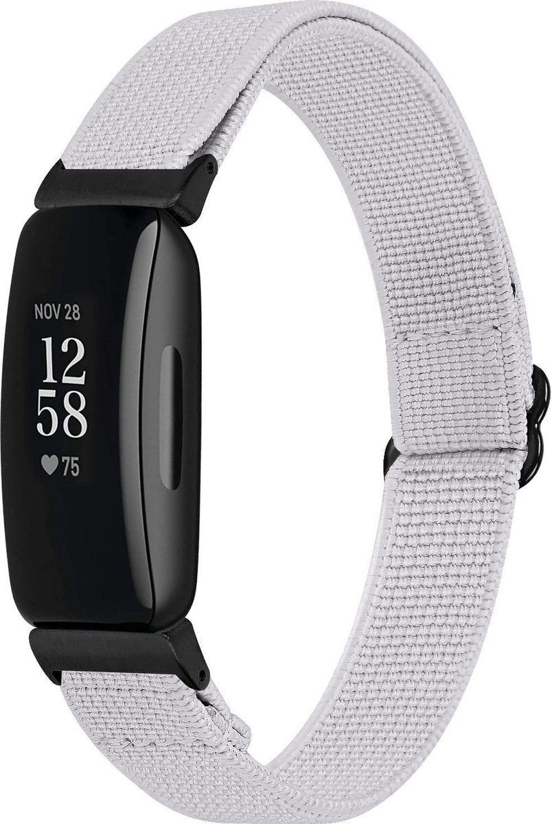 YONO Bandje geschikt voor Fitbit Inspire 2 - Nylon Stretch - Grijs
