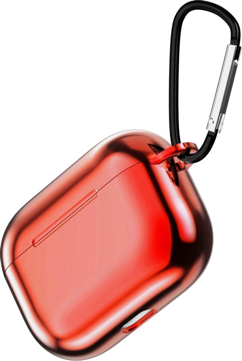 YONO Hoesje geschikt voor Airpods Pro 1/2 – Metallic Soft Case – Rood