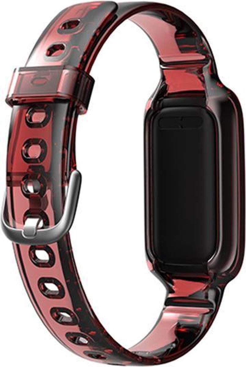 YONO Transparant Bandje geschikt voor Fitbit Luxe Bandje - Vervangende Lucent Armband - Rood