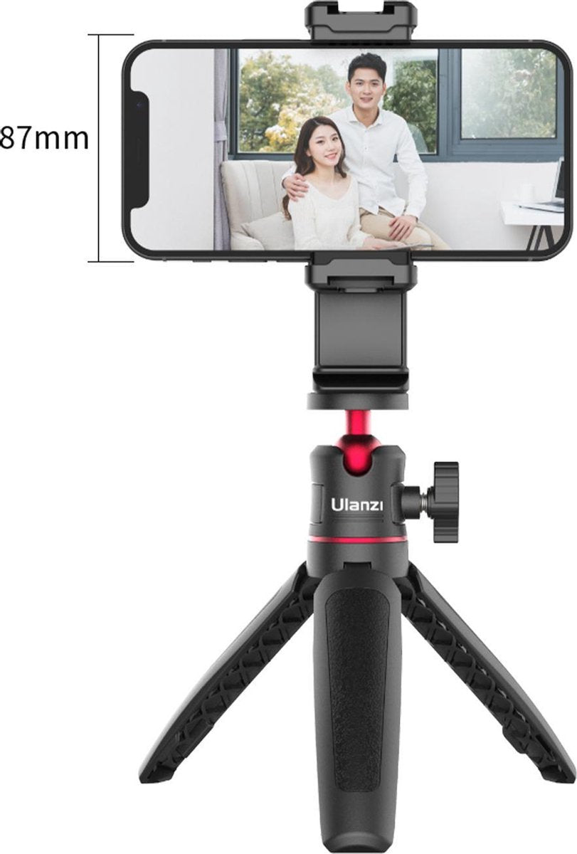 Ulanzi ST-22 360º draaibare en kantelbare telefoonhouder voor statief - met 2 Cold Shoe Mounts - Zwart