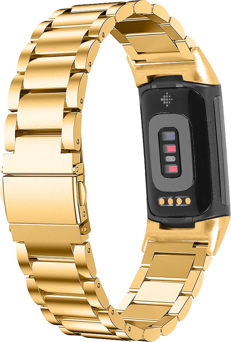 YONO Schakel Bandje geschikt voor Fitbit Charge 5 / 6 - Vervangende RVS Armband - Goud