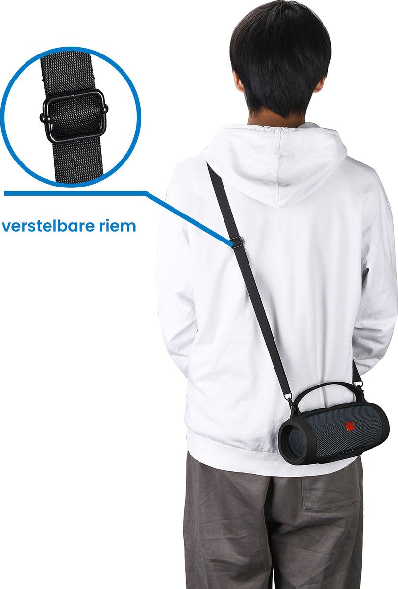 YONO Siliconen Hoes geschikt voor JBL Charge Essential 2 - Case met Draagriem en Handvat - Beschermhoes - Zwart