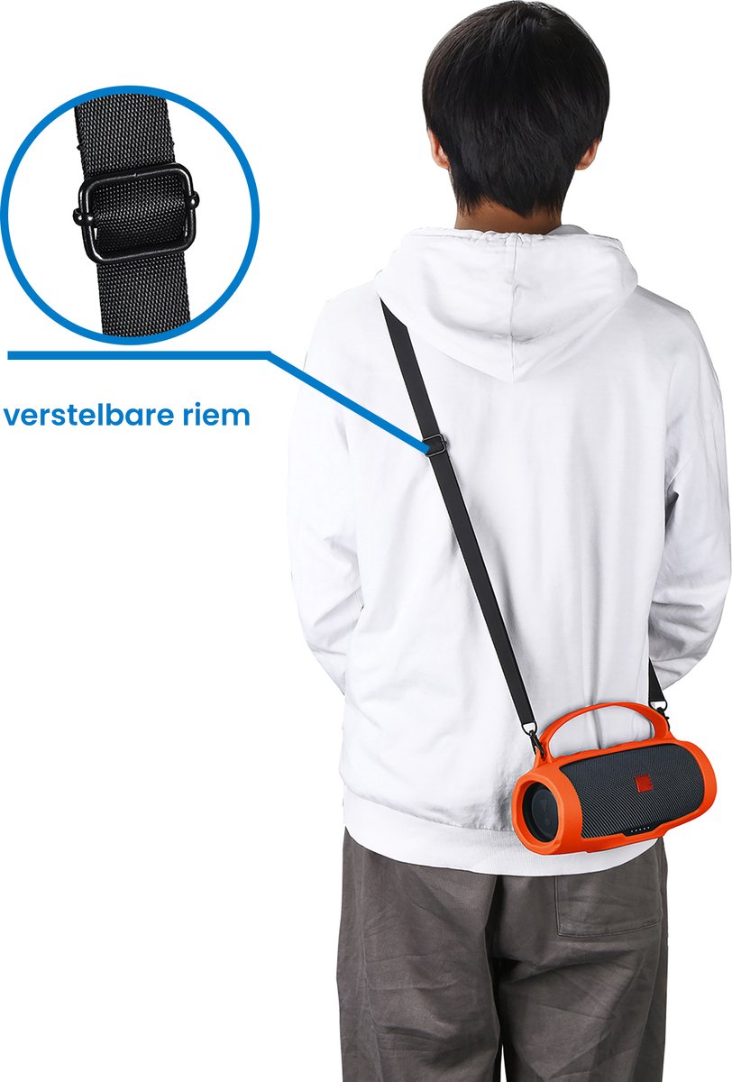 YONO Siliconen Hoes geschikt voor JBL Charge Essential 2 - Case met Draagriem en Handvat - Beschermhoes - Oranje