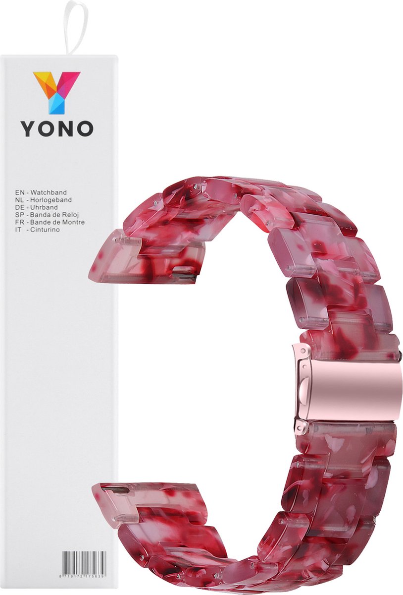 YONO Resin Schakel Bandje 20mm - Horlogebandje geschikt voor Samsung Galaxy Watch 7/6/5 / Pro / 4 / 3 / Active 2 - Polar Ignite / Unite – Huawei - Rose
