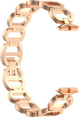 YONO Gevlochten Schakel Bandje geschikt voor Fitbit Luxe - Vervangende RVS Armband - Rose Gold