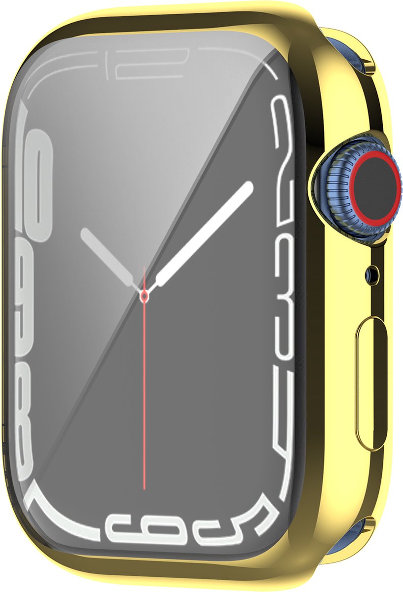 YONO Full Cover Bumper geschikt voor Apple Watch Series 7 / 8 / 9 (41 mm) - Screen Protector Hoesje iWatch - Goud