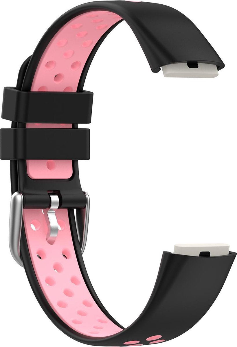 YONO Sport Air Bandje geschikt voor Fitbit Luxe - Vervangende Siliconen Armband - Zwart / Roze