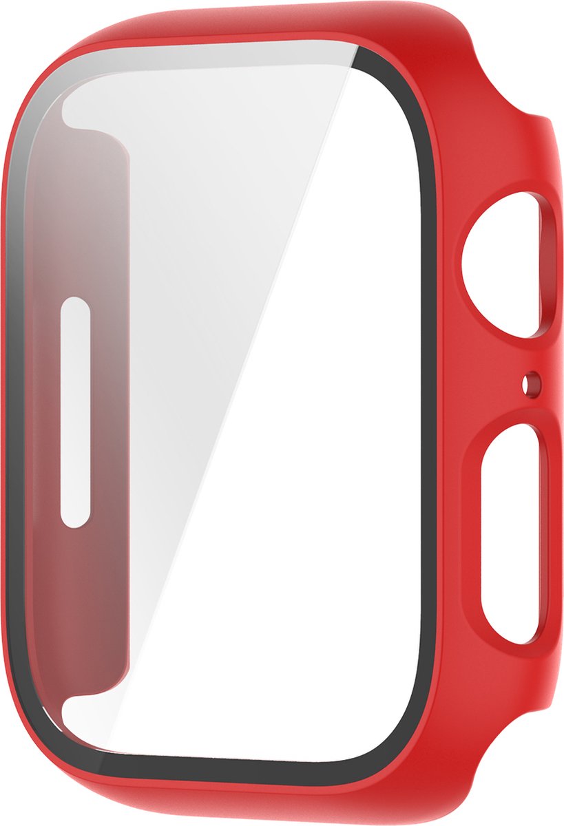 YONO Screen Protector Case geschikt voor Apple Watch Series 7 / 8 / 9 (45 mm) - Full Cover Bumper Hoesje iWatch - Rood