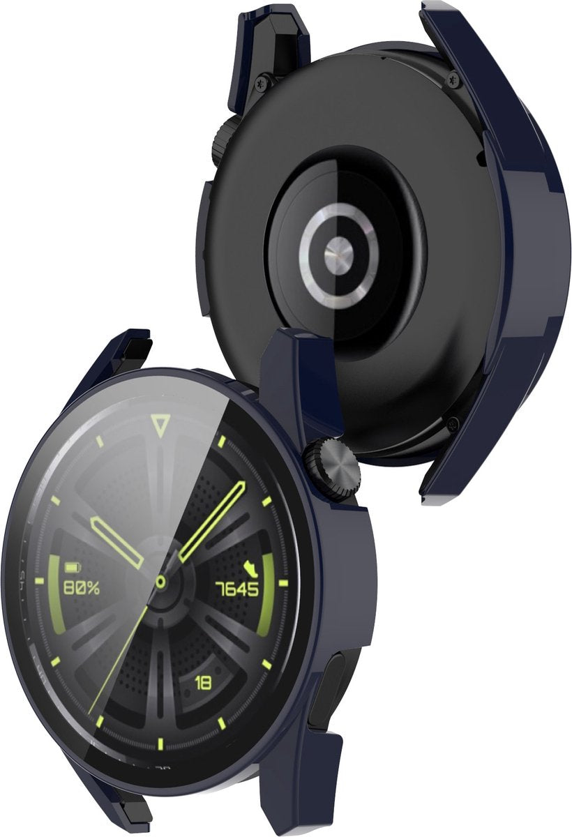 YONO Case geschikt voor Huawei Watch GT 3 - 42mm - Screen Protector Hoesje - Full Cover Bumper - Donkerblauw
