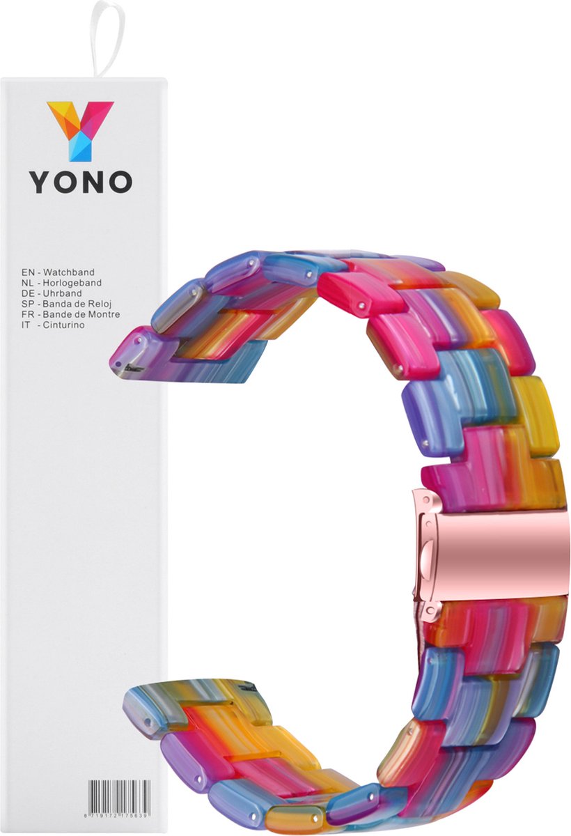YONO Resin Schakel Bandje 20mm - Horlogebandje geschikt voor Samsung Galaxy Watch 7/6/5 / Pro / 4 / 3 / Active 2 - Garmin Approach / Forerunner / Venu 2 Plus / SQ / Vivomove - Polar Ignite / Unite – Huawei - Multicolour