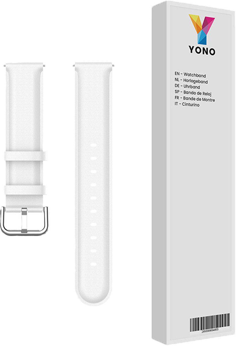 YONO Vacca Leer Bandje 22mm - Horlogebandje geschikt voor Samsung Galaxy Watch 46mm / 3 (45mm) / Gear s3 - Polar Vantage M2 / Grit X - Huawei Watch GT 3 (pro) / 2 - Amazfit GTR - Wit