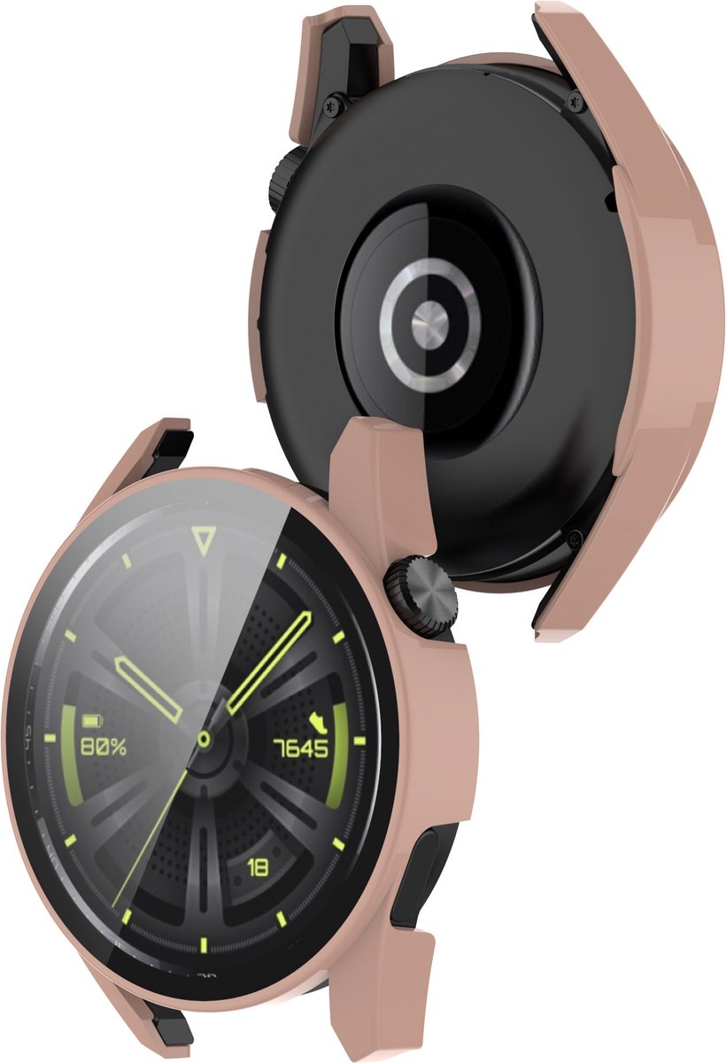 YONO Case geschikt voor Huawei Watch GT 3 - 42mm - Screen Protector Hoesje - Full Cover Bumper - Lichtroze