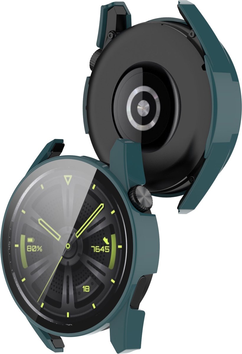 YONO Case geschikt voor Huawei Watch GT 3 - 42mm - Screen Protector Hoesje - Full Cover Bumper - Donkergroen