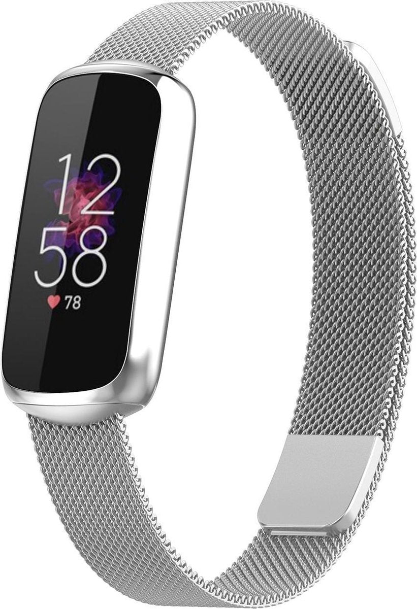 YONO Milanees Bandje geschikt voor Fitbit Luxe - Vervangende Milanese Armband - Zilver - Small