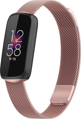 YONO Milanees Bandje geschikt voor Fitbit Luxe - Vervangende Milanese Armband - Roze - Large