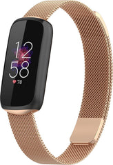 YONO Milanees Bandje geschikt voor Fitbit Luxe - Vervangende Milanese Armband - Rose Gold - Large