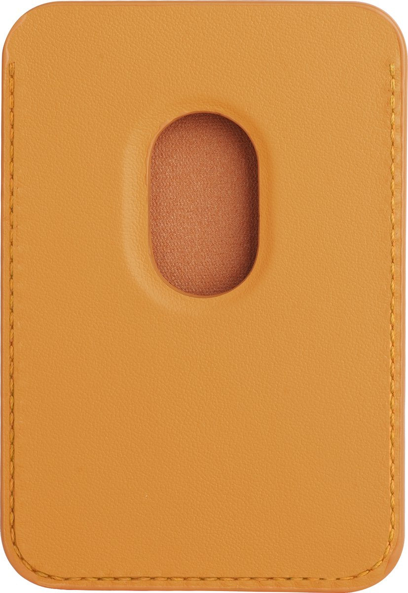 YONO Kaarthouder Leer geschikt voor Apple iPhone 14 / 13 / 12 - Magnetische Pasjeshouder Mag-safe - Leren Wallet - Oranje